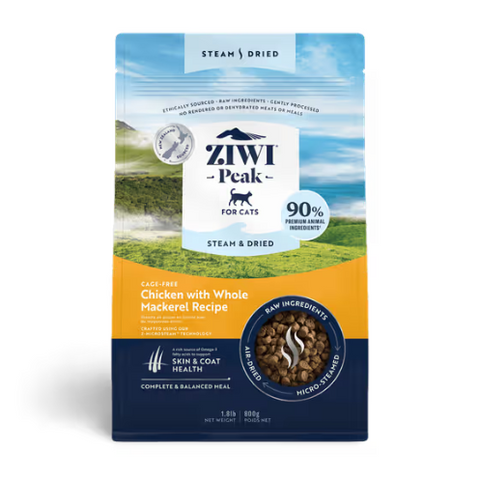 ZIWI PEAK Steam & Dried Cage-Free Chicken with Whole Mackerel Cat Food