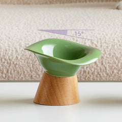 Flower Styled 15 tilted Ceramic Detatchable Pet Food Bowls