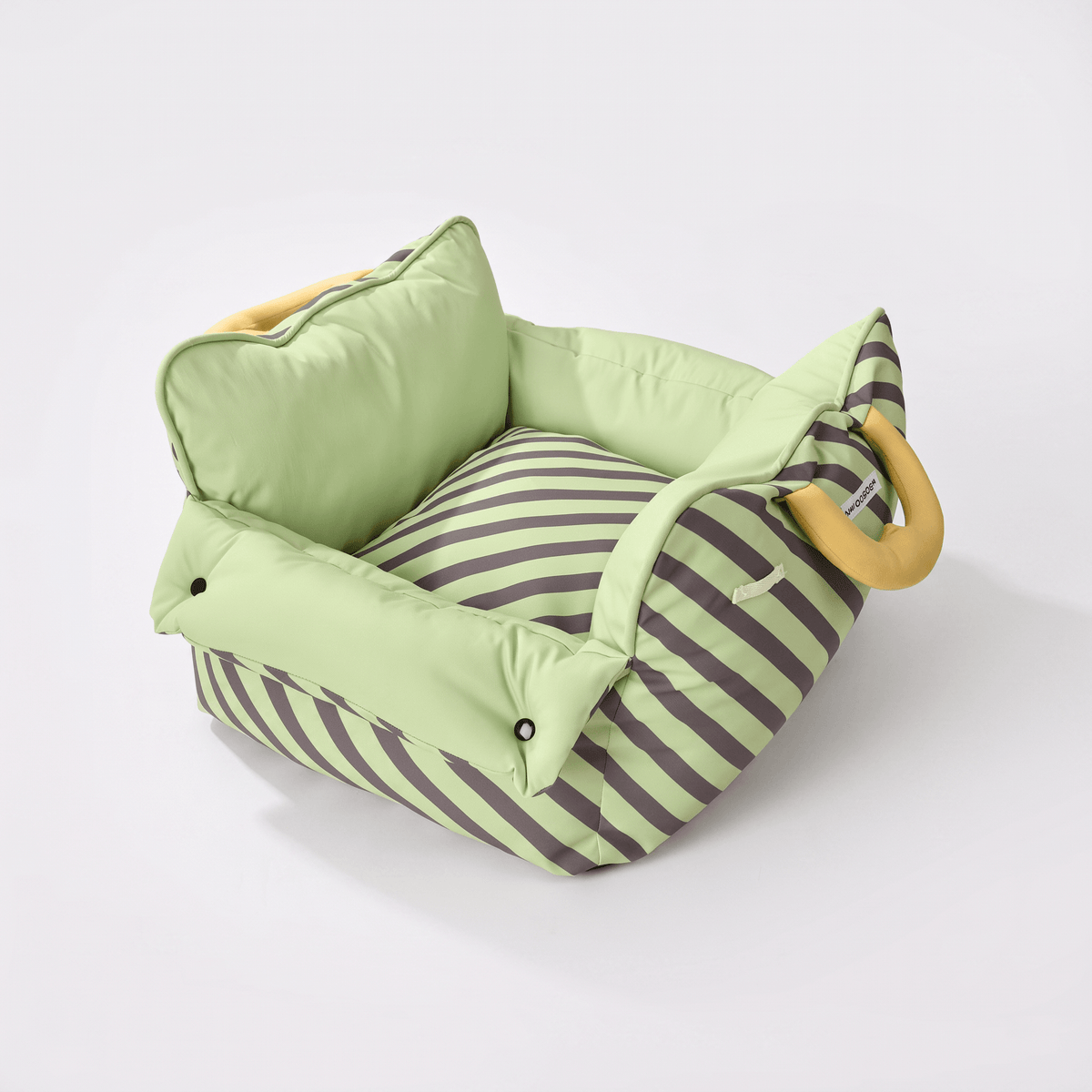 Dopamine-Styled Dog Travel Car Seat - Vibrant Macaron Safety Sofa for Dogs & Cats in green and striped design.