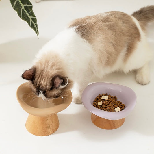 Flower Styled 15 tilted Ceramic Detatchable Pet Food Bowls