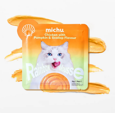 Michu Rainbow Mousse Wet Cat Food 5 Flavours- Complete Food/Wet Mixer and Topper 10pcs/Pack