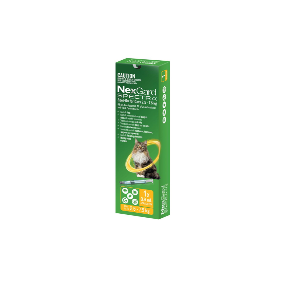 NexGard Spectra Spot On For Large Cats Yellow 2.5 - 7.5kg 1 Pack
