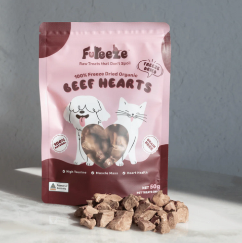 FUREEZE Freeze Dried Organic Beef Hearts 50g