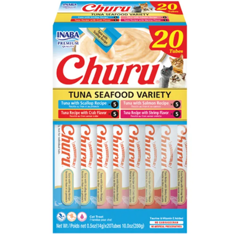 Inaba Churu Creamy Puree Tuna And Seafood Variety Cat Treat Tubes