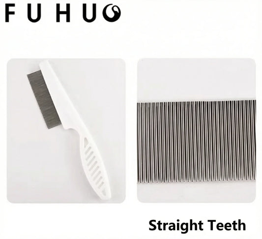 FUHU Professional Pet Grooming Comb with straight teeth design for effective pet grooming and deshedding.