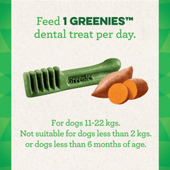 Greenies Sweet Potato Regular Dental Dog Treats 340g with dental chews and sweet potato biscuits for dogs