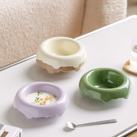 Ice Cream Styled 15 tilt Ceramic Detatchable Pet Food Bowls