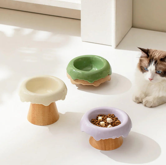 Ice Cream Styled 15 tilt Ceramic Detatchable Pet Food Bowls