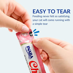 INABA Churu Puree Cat Treats Tuna Seafood Variety Bulk Pack 50 × 14g easy to tear packaging for convenient feeding.