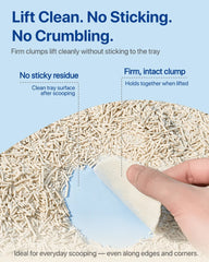 Michu Mixed Nature Plant Cat Litter –Tofu & Cassava Litter 2.5kg/6L showing clean, firm clumps without sticking to tray.