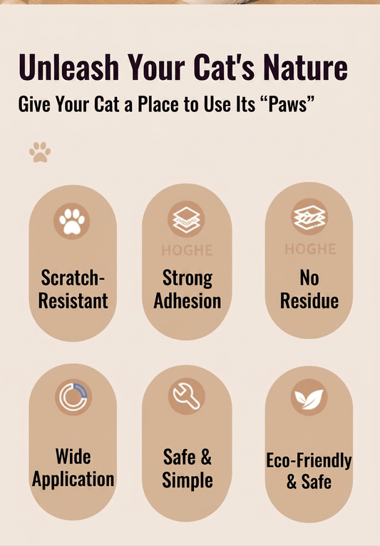 Unleash Your Cat's Nature with Lucky Day Self-Adhesive Cat Scratcher Wall Protector features.
