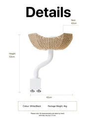 Michu DeskMate Desk-Mounted Cat Tree Perfect For WFH dimensions and details - height 53cm, nest 42cm, white/black color.