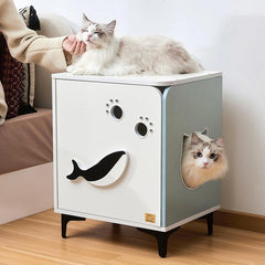 Michu Hidden Cat Furniture - Cat Litter Box Enclosure and Wooden Pet House, End Table Large Enough for Most Cats and Litter Boxes