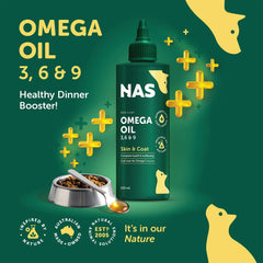 NAS Omega 3 6 & 9 Oil for Dogs & Cats 200ml healthy dinner booster for pets.