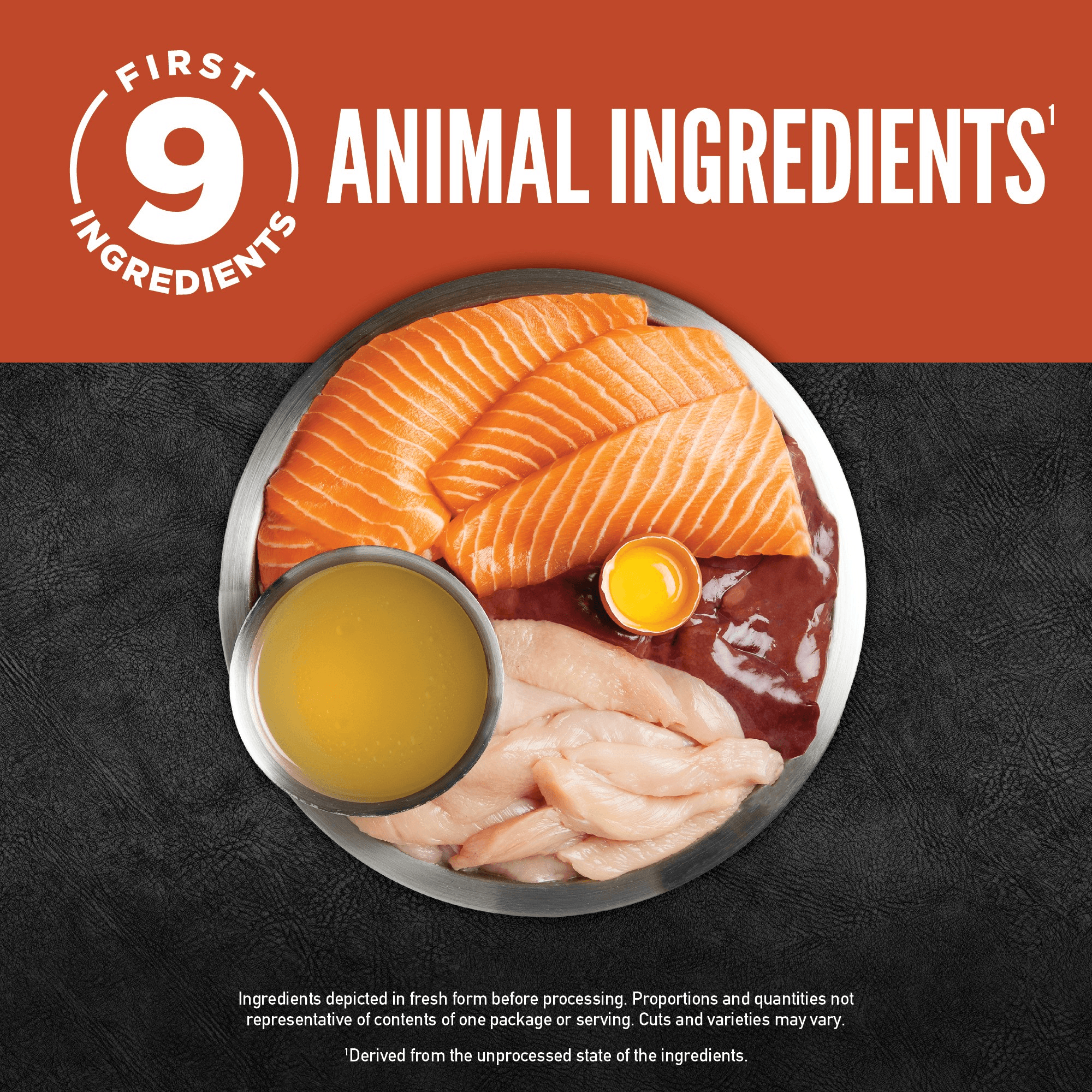 9 Animal Ingredients in Orijen Salmon & Chicken Chunks & Shreds Adult Wet Cat Food 155g ×6
