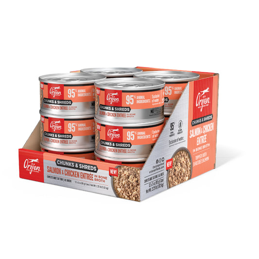 Orijen Chunks and Shreds Salmon and Chicken Wet Cat Food 85g x12-PETROOM