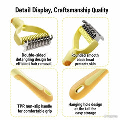 Dual-Sided Pet Dematting and Deshedding Comb for Cats and Dogs