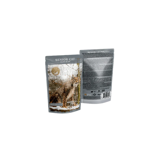 Taste of the Wild Grain-Free Senior Cat Recipe - Chicken Pate 85g x 12 Pack wet food pouches for senior cats.