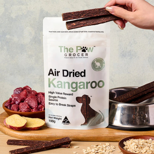 THE PAW GROCER Air-Dried Kangaroo Dog Training Straps 100g