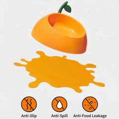 Vetreska Juicy Orange Pet Bowl & Spoon & Mat Set with anti-slip, anti-spill features for cats and small dogs