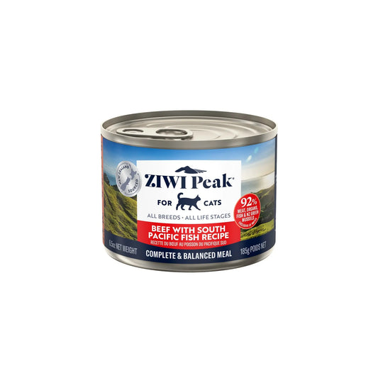 Ziwi Peak canned cat food on a white background