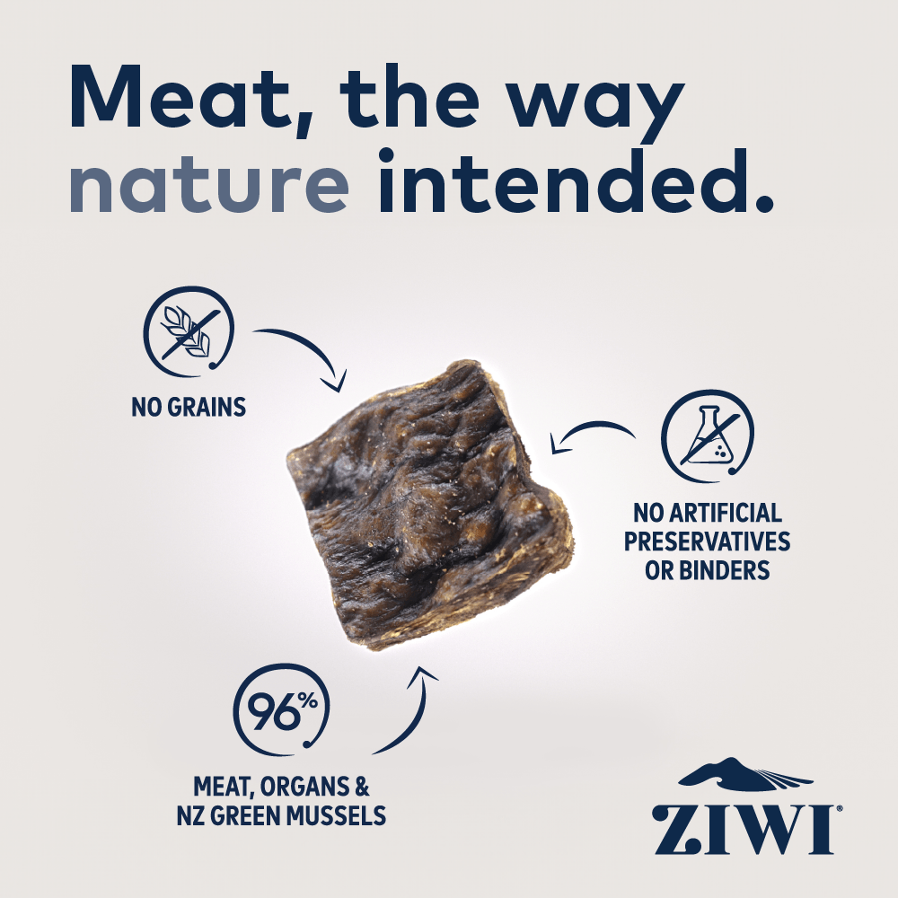 ZIWI Peak Air-Dried Venison Cat Food 400g showing meat as nature intended with no grains, preservatives or binders.